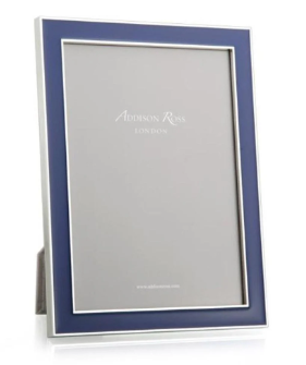 Silver Trim, Navy Blue Enamel 5" x 7" Photo Frame