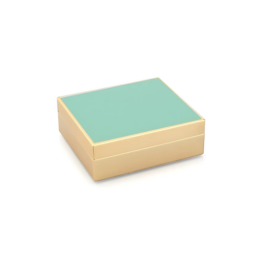 4"  Enamel Box - Turquoise and Gold