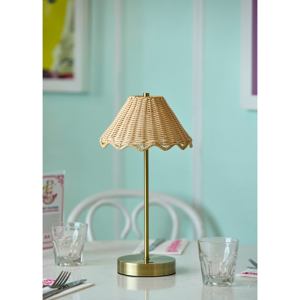 Stevie Cordless LED Table Lamp Antique Brass