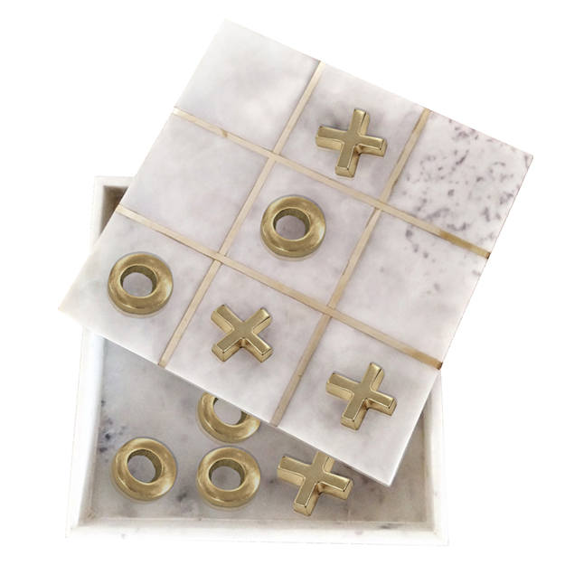 Marble & Brass Tic-Tac-Toe Box