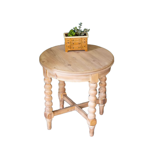 Small Round Wooden Side Tables with Turned Legs