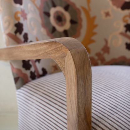 Upholstered Arm Chair with Embroidered Back