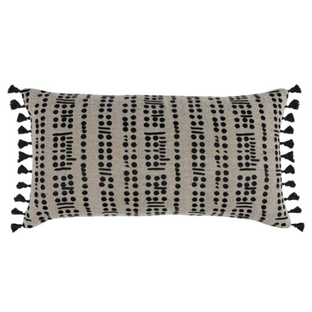 Sutton Nat/Blk Lumbar Pillow 14 x 26