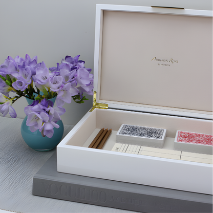 Large White Lacquer Box With Gold 8x11