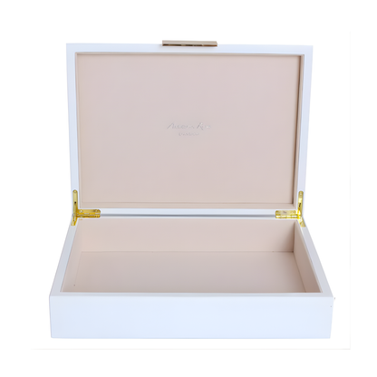 Large White Lacquer Box With Gold 8x11