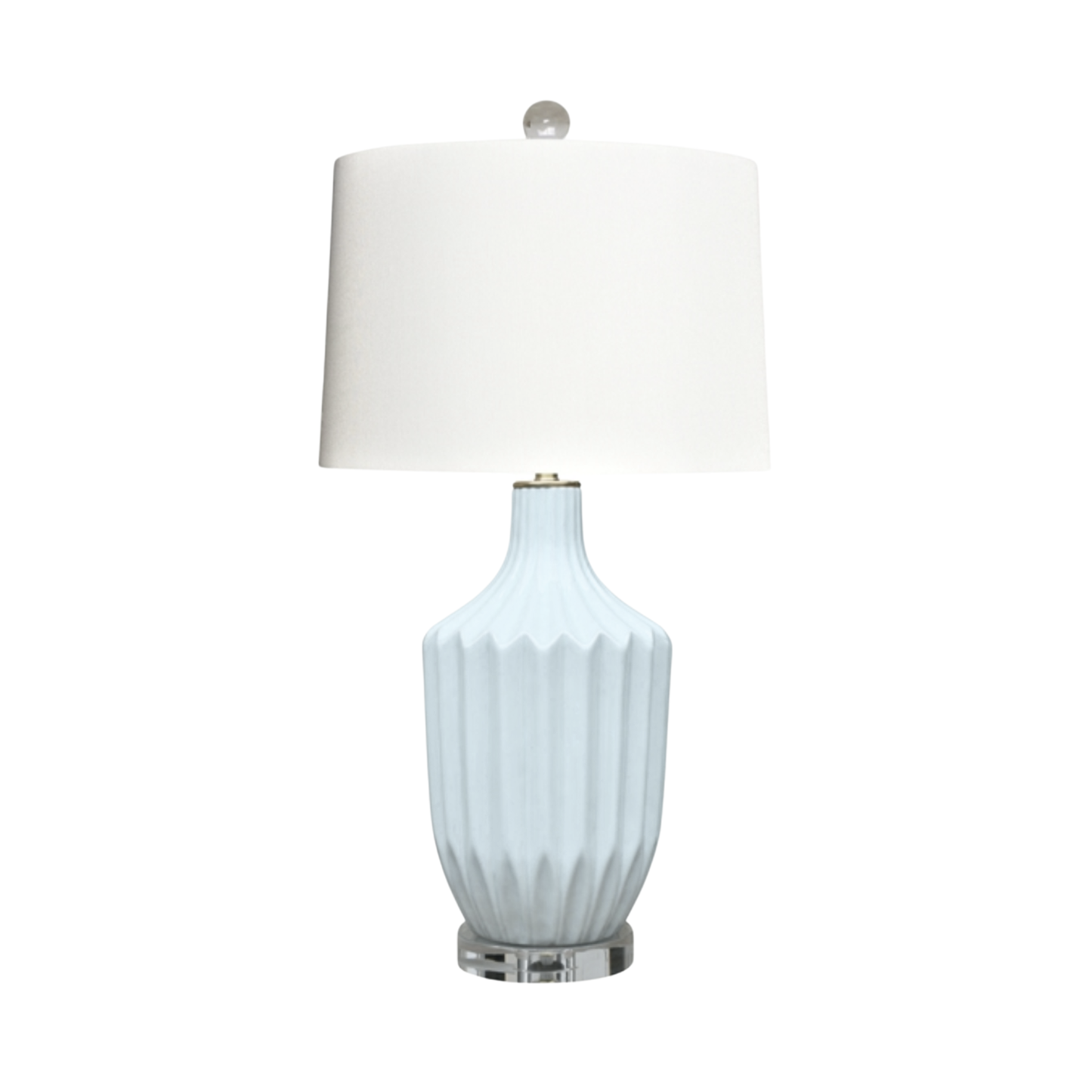 Fluted Porcelain Urn Lamp with Crystal Base - White Rain