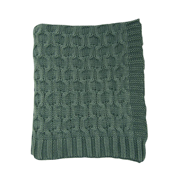 Washed Curvy Green - Organic Combed Cotton Throw
