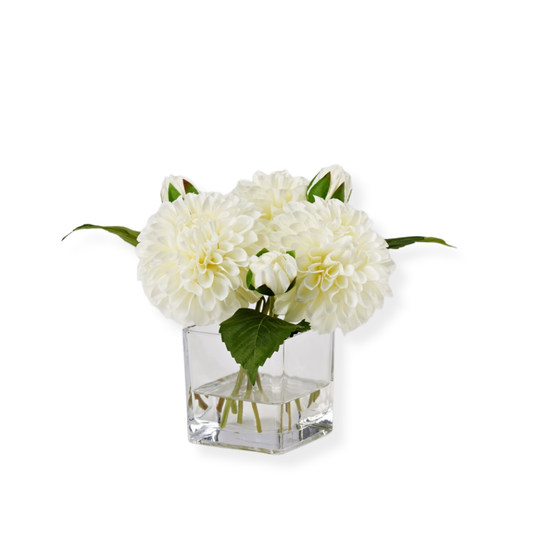 White Dahlias in Tealight Vase