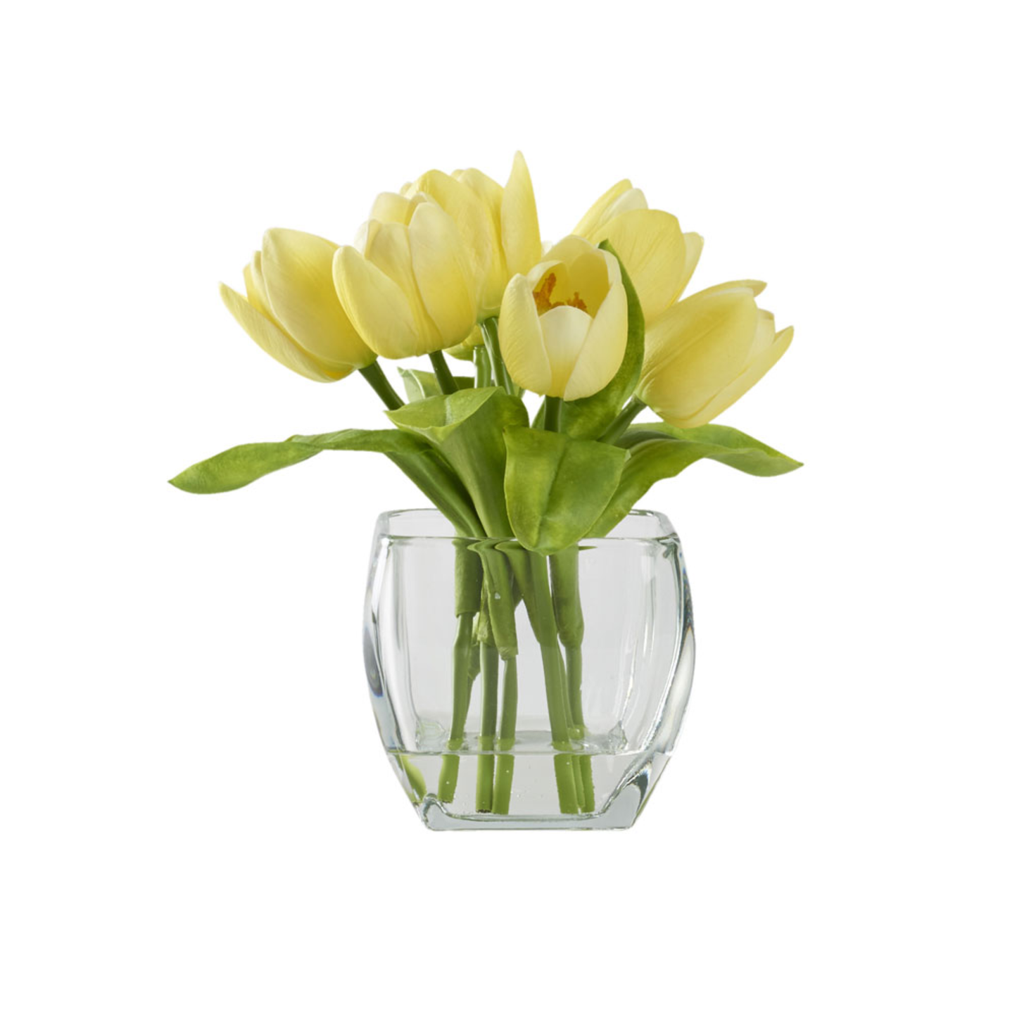 Yellow Tulips in Bevel Vase