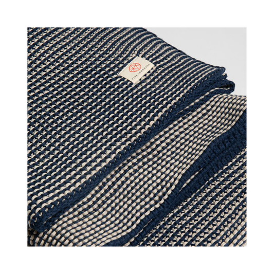 Navy Zrestha Organic Cotton Knit Throw Blanket