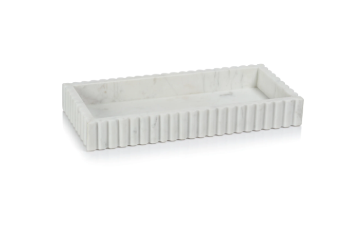 Camogli Scalloped Marble Tray - White - Medium