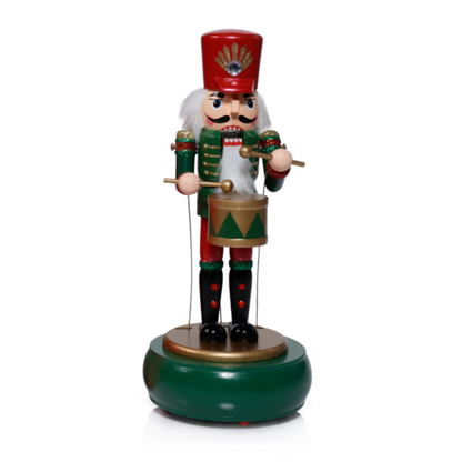 Green Nutcracker Melody Music Box with Round Base in Gift Box