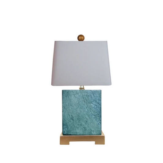 Hand Polished Jade Lamp w/ Gold Leaf Base