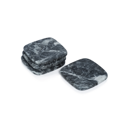 Marquina Matte Black Marble Set of 4 Coasters