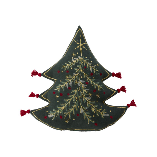 Embroidered Christmas Tree Pillow