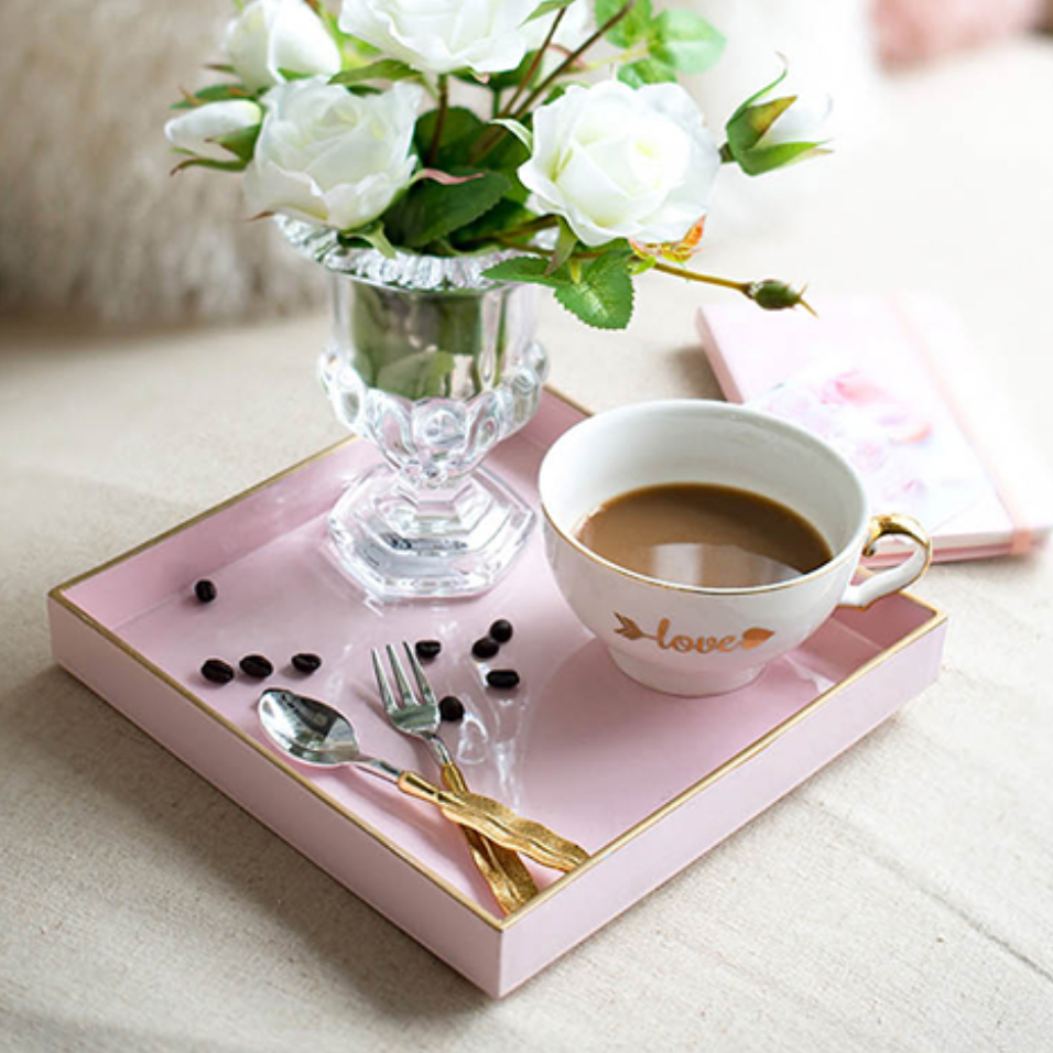 Square Pink Mimosa Tray