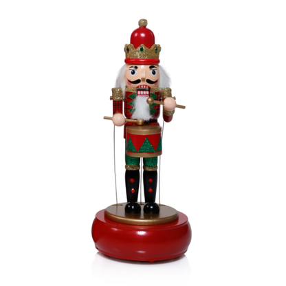 Red Nutcracker Melody Music Box with Round Base in Gift Box