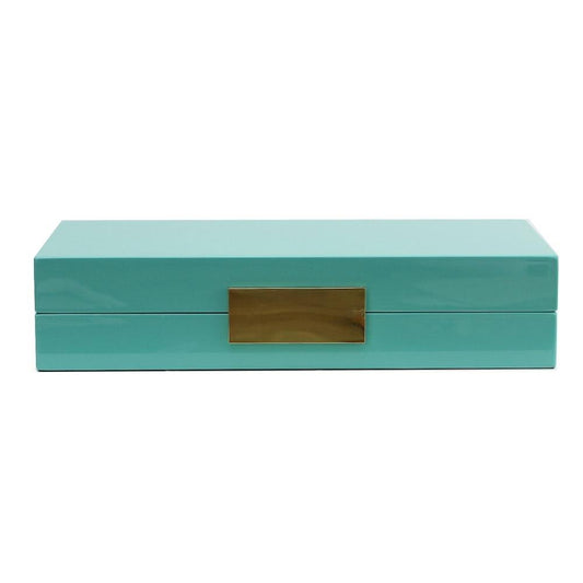 Turquoise Lacquered Jewelry Box - Gold