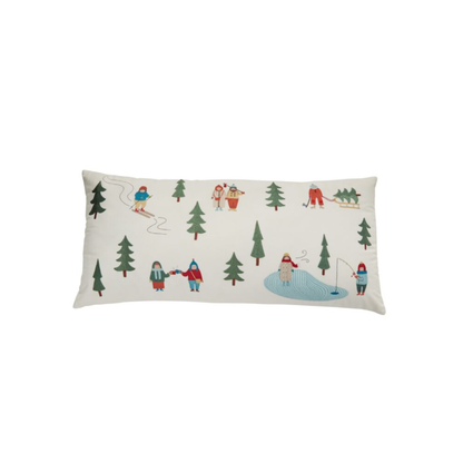 Ski Villagers Lumbar Pillow - 34 x 14