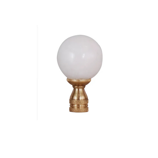 White Jade Stone Finial, Gold - LG