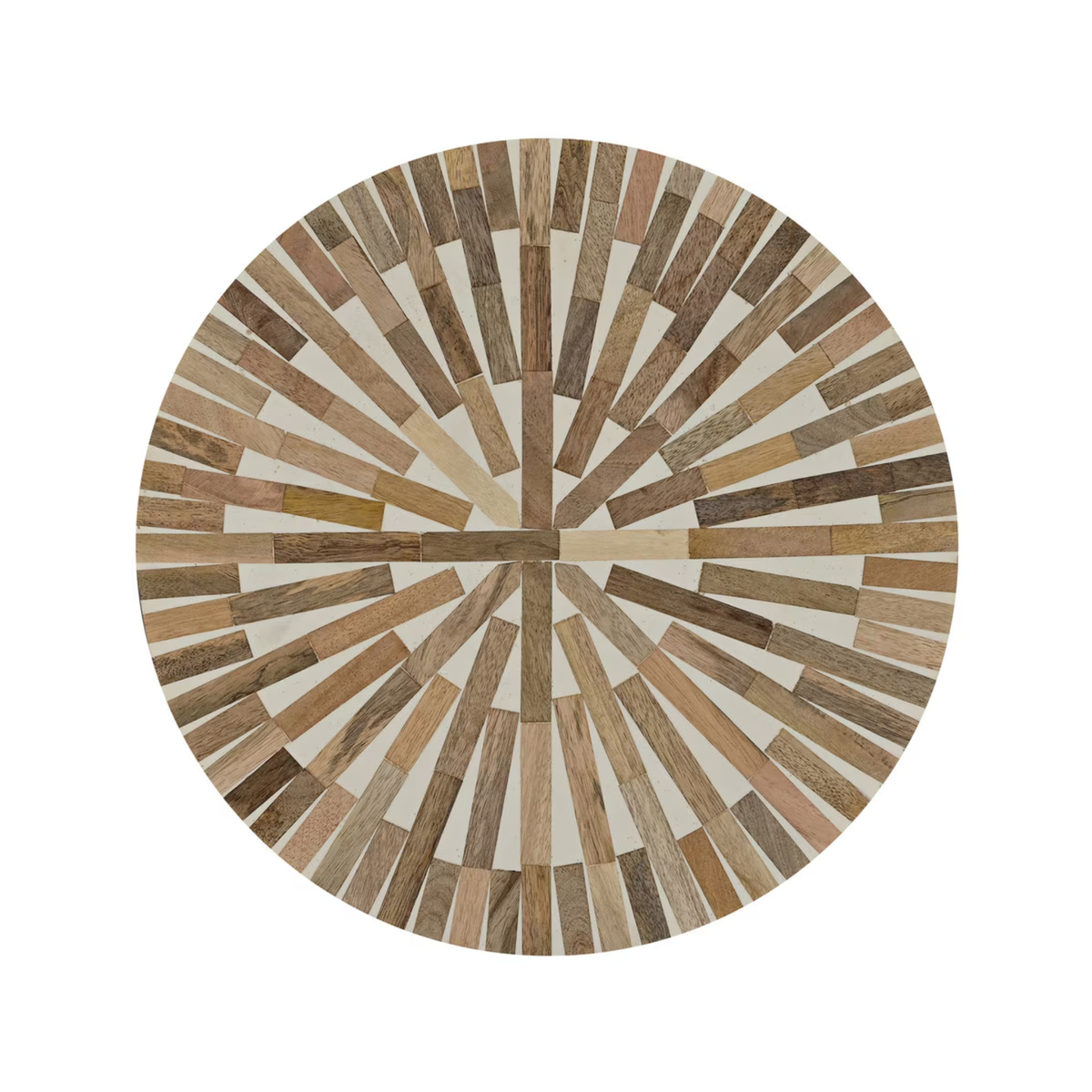 Wooden Side Table, 14W'' Round, Natural and White
