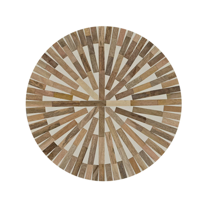 Wooden Side Table, 14W'' Round, Natural and White