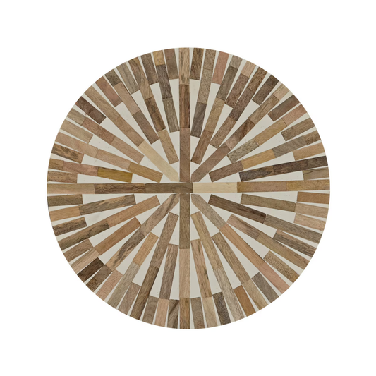 Wooden Side Table, 14W'' Round, Natural and White