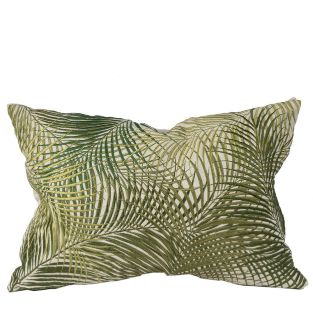 Embroidered Palm Leaf Pillow 14 x 20
