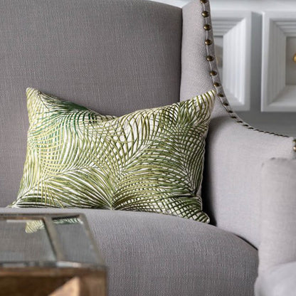 Embroidered Palm Leaf Pillow 14 x 20
