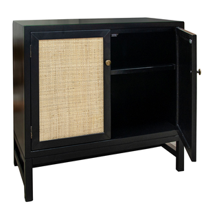 Black Cane Front Cabinet