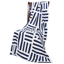Load image into Gallery viewer, Beach Stripes Throw - Navy Ivory
