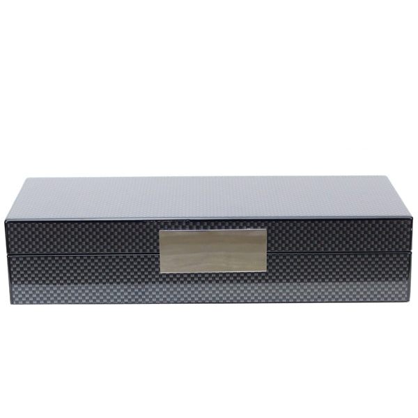 Black Carbon Fibre Lacquered Display Box - Silver