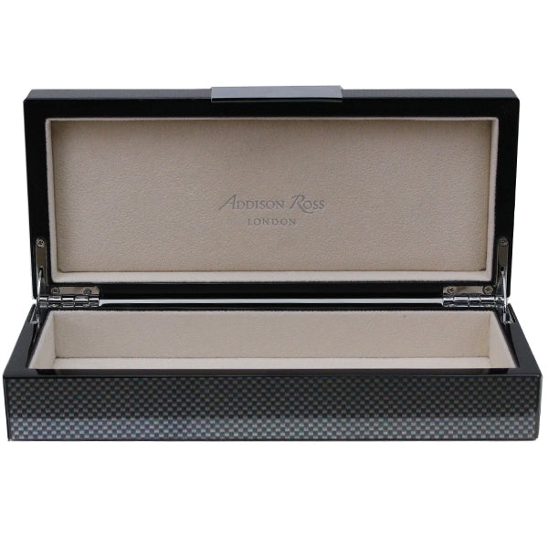 Black Carbon Fibre Lacquered Display Box - Silver