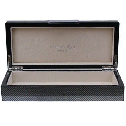 Black Carbon Fibre Lacquered Display Box - Silver