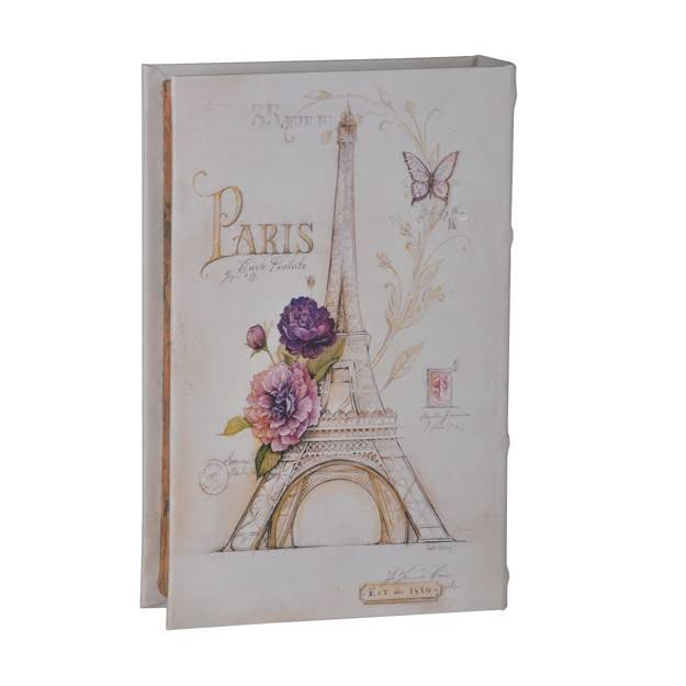 Faux Library Book - Eiffel Fleur
