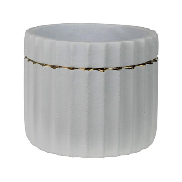 White with Gold Cache Pot - Round