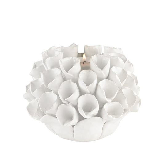 White Ceramic Coral Candle Holder Large