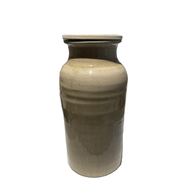 Beige/Taupe Ceramic Canister - Medium