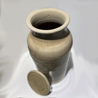 Beige/Taupe Ceramic Canister - Medium