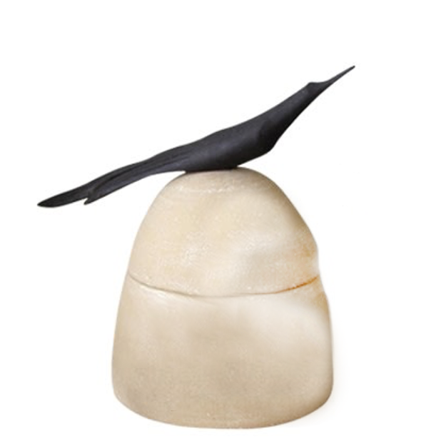 Clay Canister with Wooden Bird Handle - Small