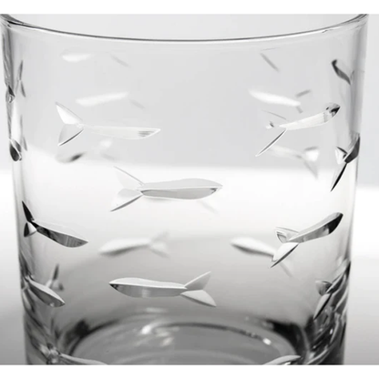 Double Old-Fashioned Glass, School of Fish 14oz.