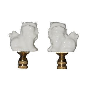White Lion Finial, Pair