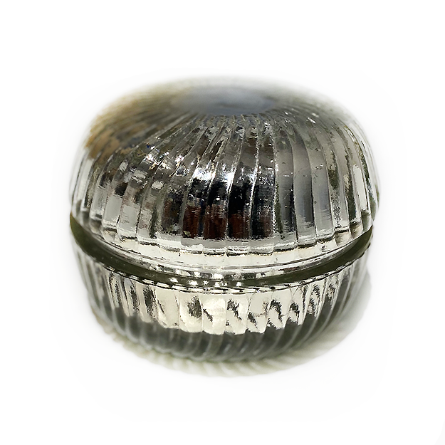 Fluted Silver Round Glass Jar