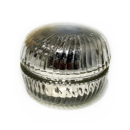 Fluted Silver Round Glass Jar