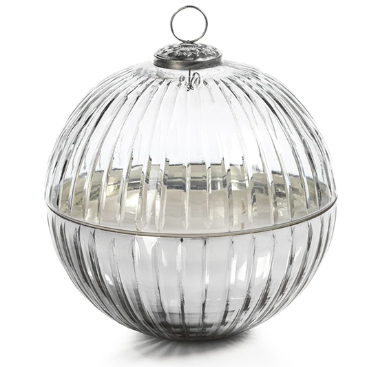 Etched Glass Ornament Ball Scented Candle - Silver