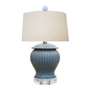 Ice Blue Striped Jar Lamp
