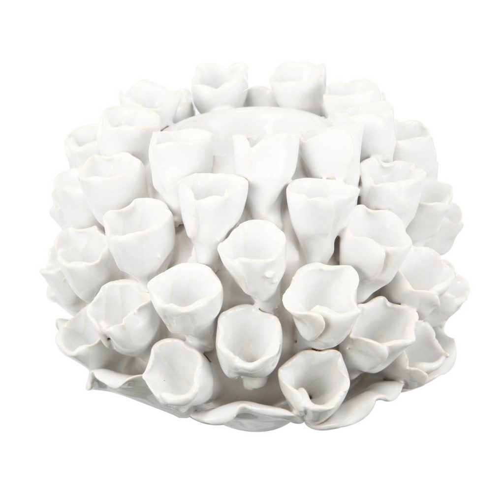 White Ceramic Coral Candle Holder