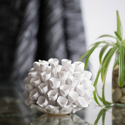 White Ceramic Coral Candle Holder