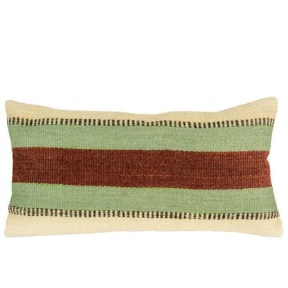 Jute Lumbar Pillow- Natural/Sage/Burgundy