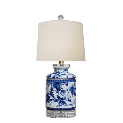 Blue and White Chrysanthemum Table Lamp with Band